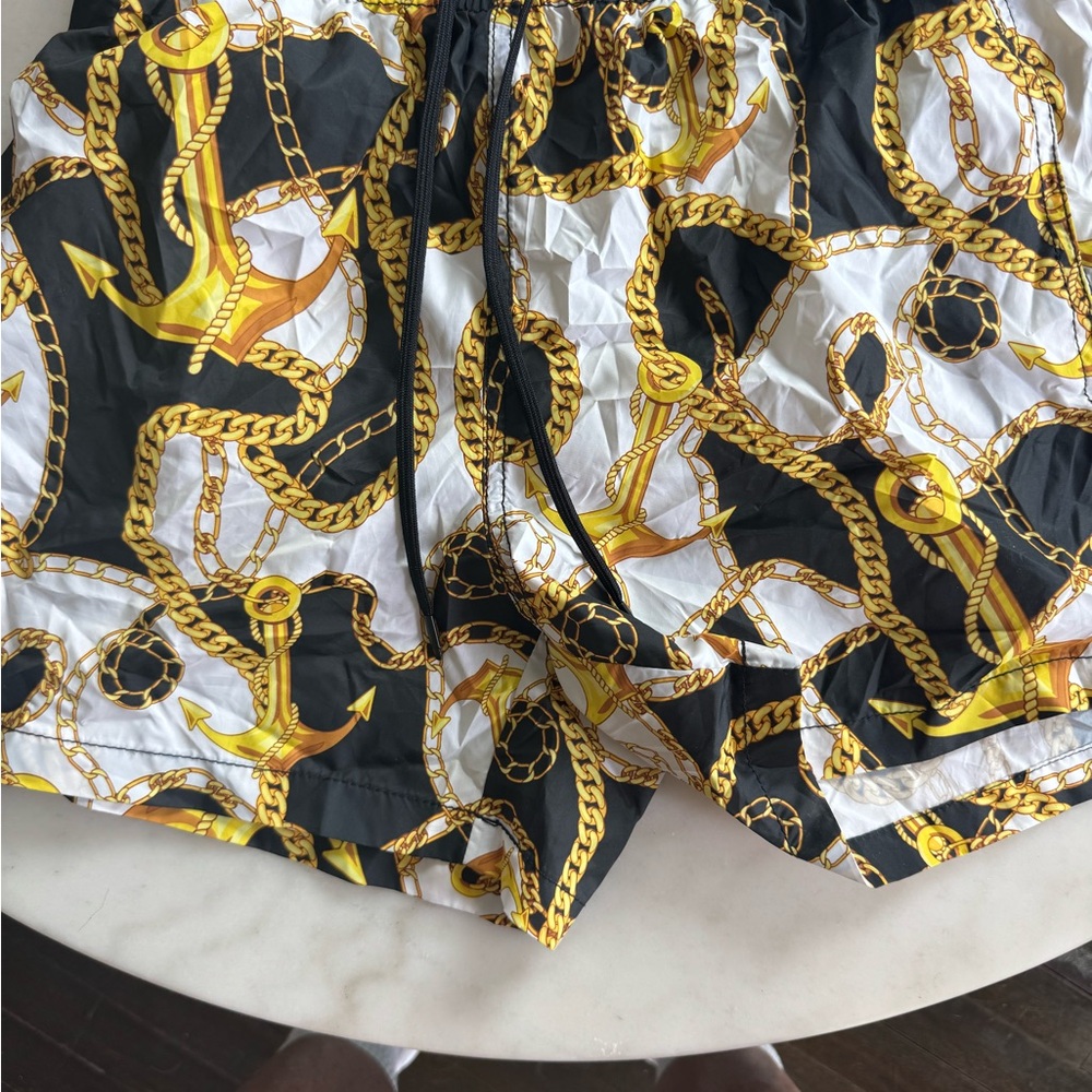 Zara Black and Gold Chain Print Shorts